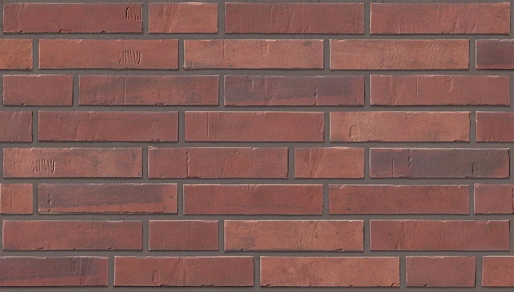 Клинкерная фасадная плитка Stroeher KONTUR 3927 dunkelrot engobiert