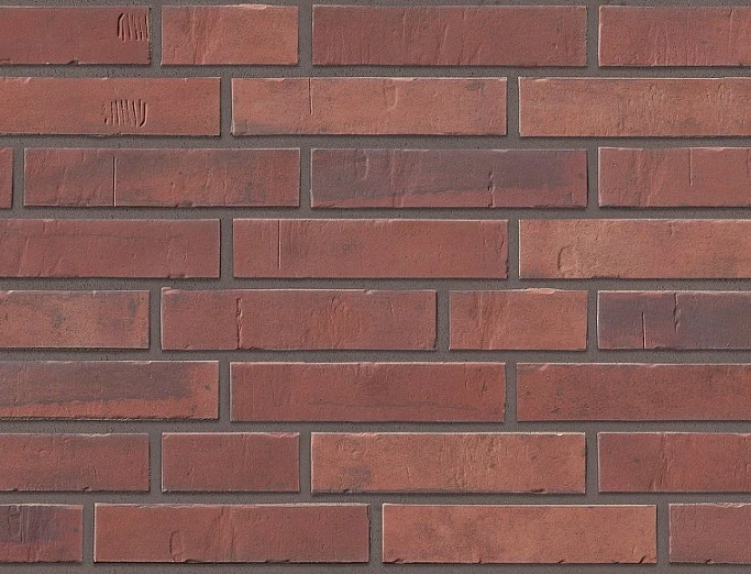 Клинкерная фасадная плитка Stroeher KONTUR 3927 dunkelrot engobiert