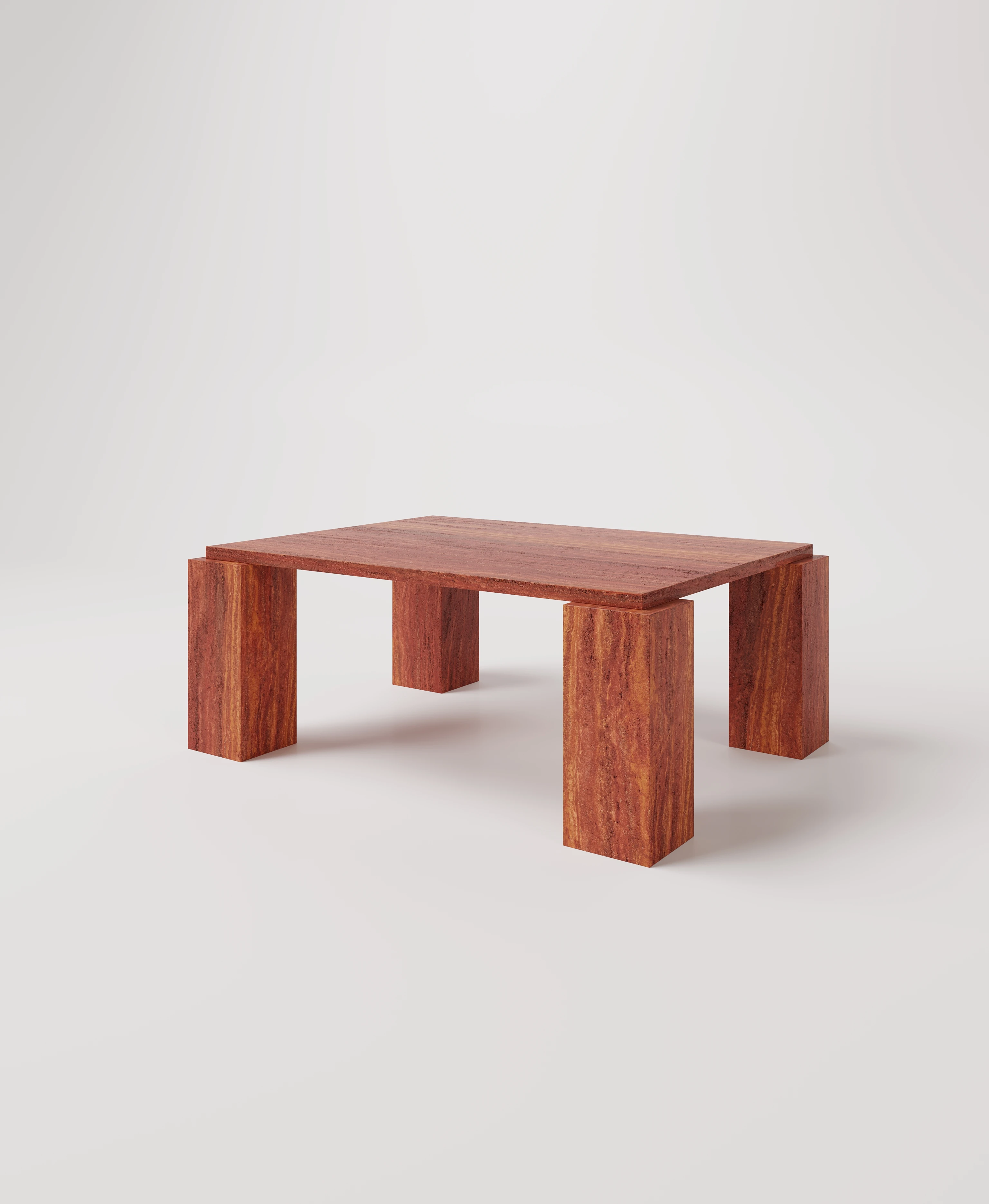 Стол с квадратными ногами из красного травертина