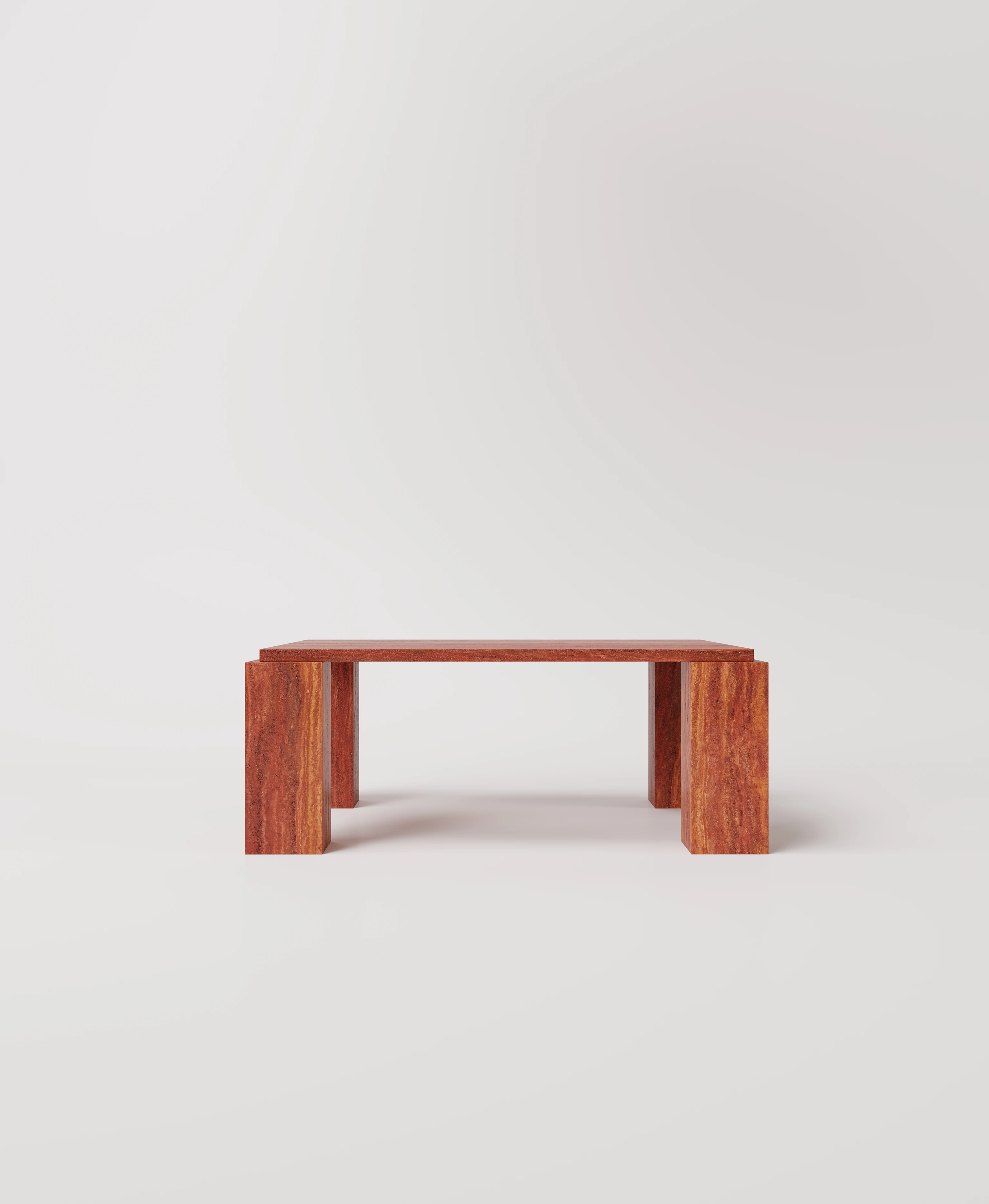 Стол с квадратными ногами из красного травертина