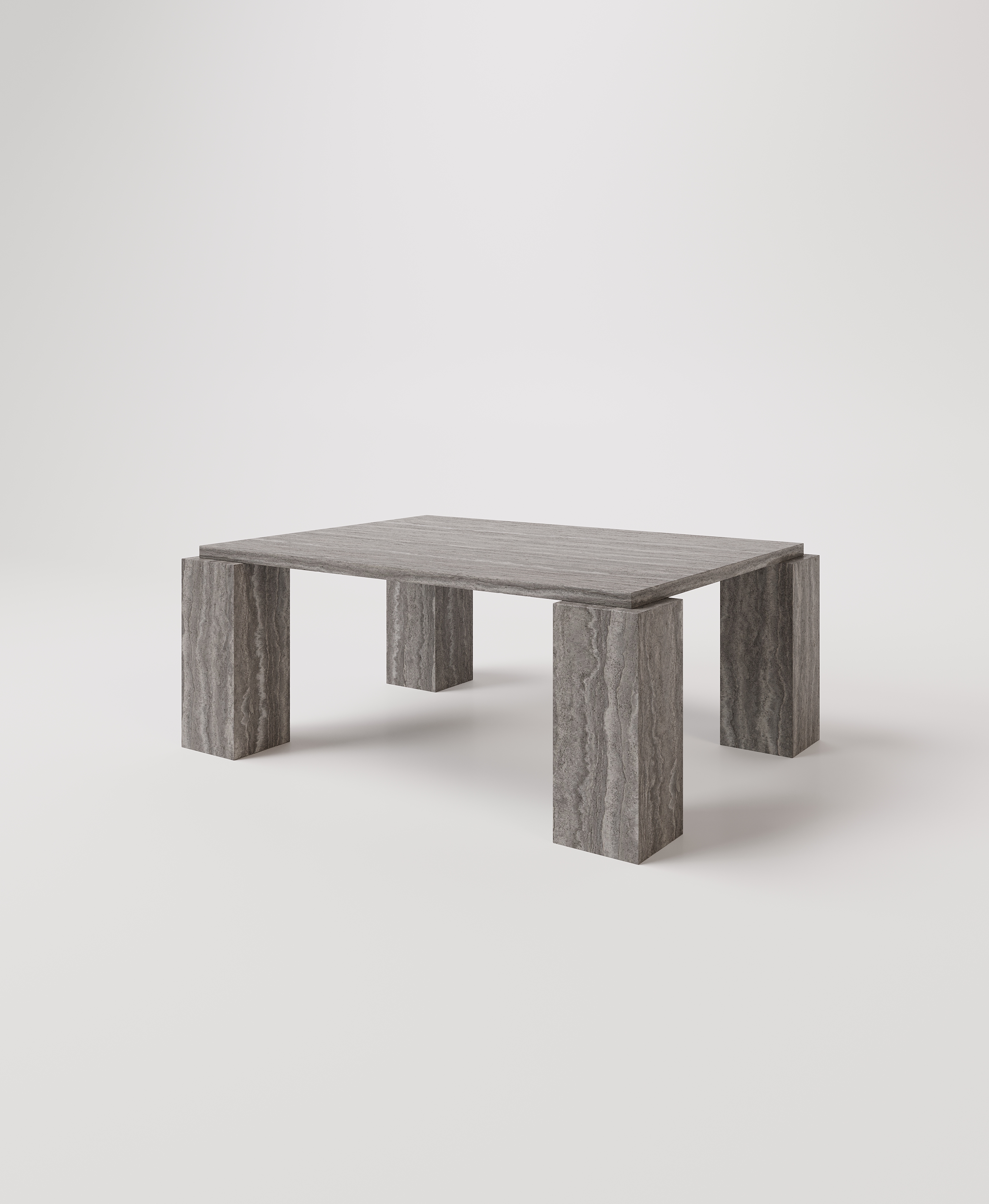 Стол с квадратными ногами из серого травертина