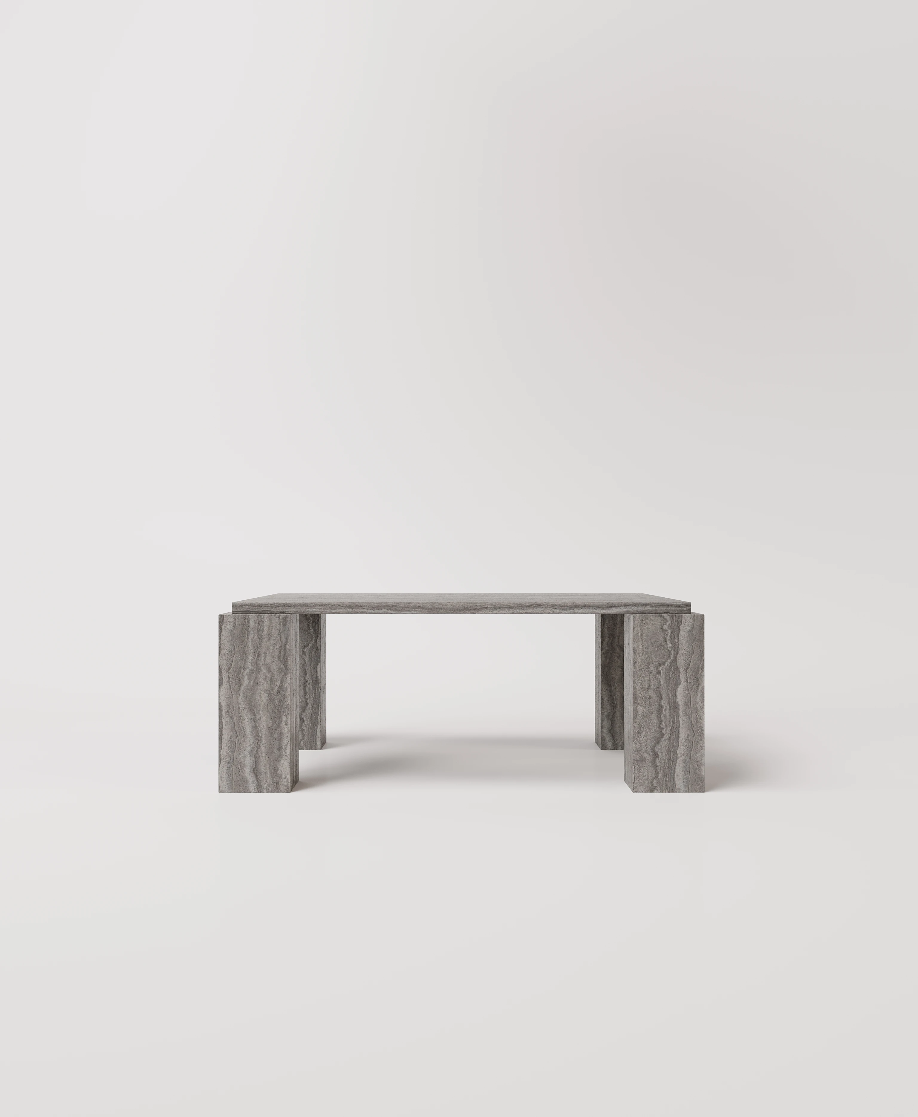 Стол с квадратными ногами из серого травертина