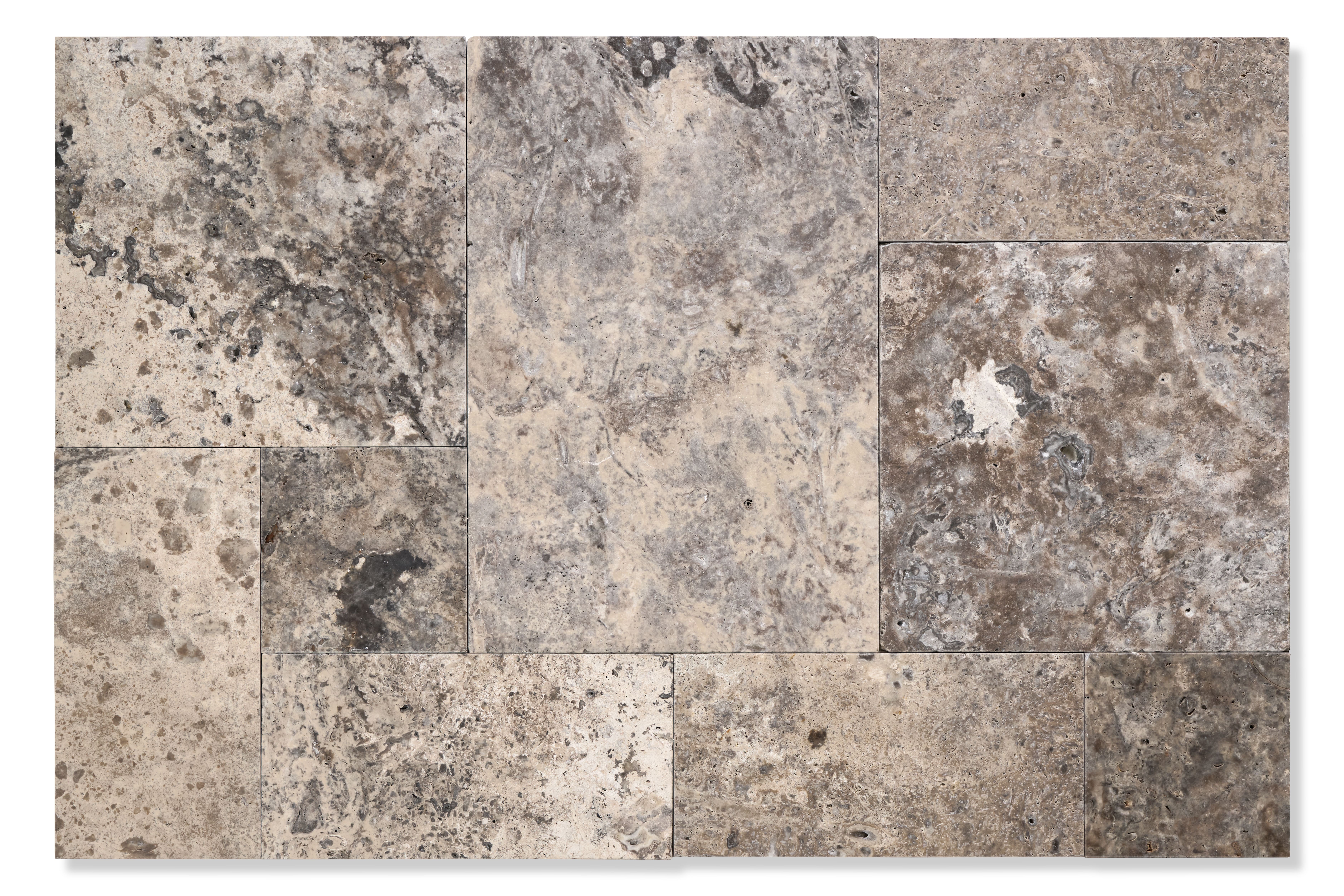 Травертин Silver C/C Tumbled French Classic